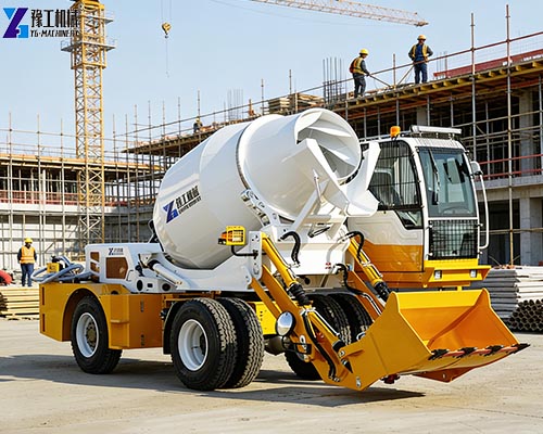 self loading concrete mixer truck for construction site