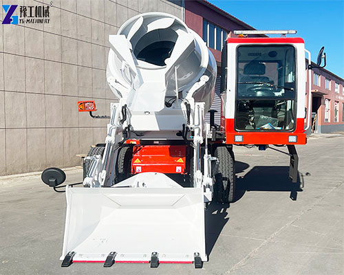 self loading concrete mixer truck front view