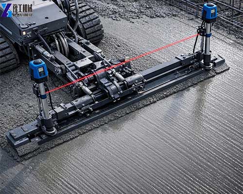 close-up of a laser screed machine