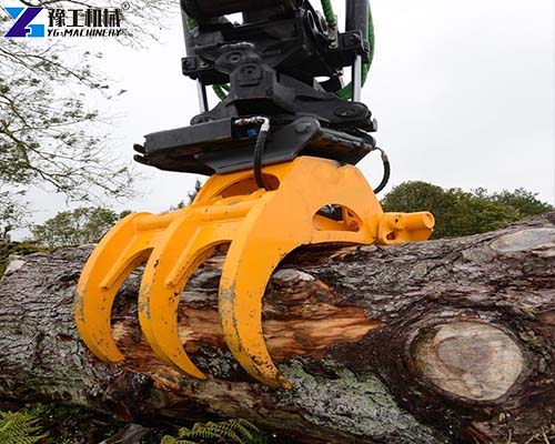 excavator log grapple forestry site