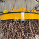 excavator magnet lifting scrap metal