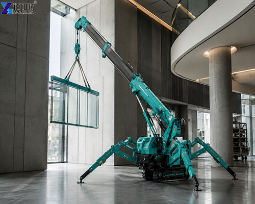 mobile spider crane facade glass installation