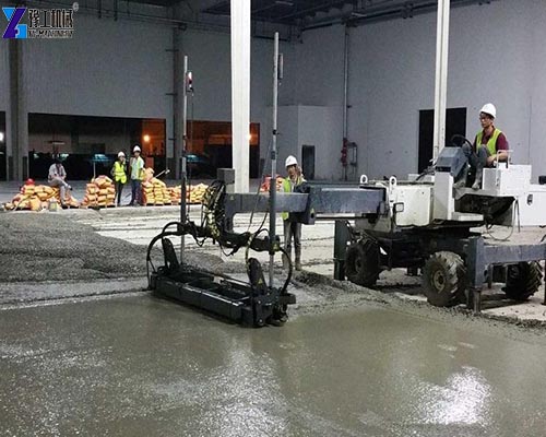 small laser screed operator working