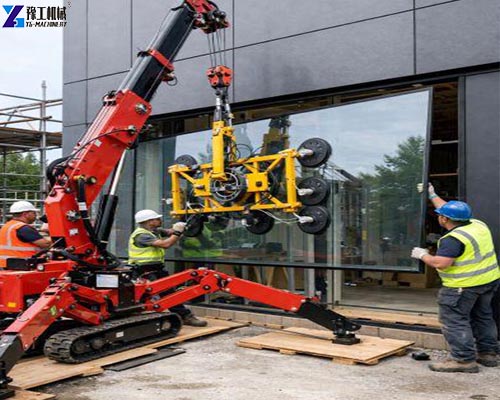 spider crawler crane glass panel lifting